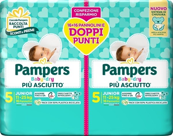 Fater Pampers Baby Dry Pannolino Duo Downcount Junior 32 Pezzi