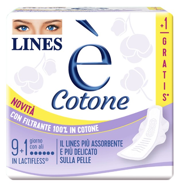 Fater Lines E' Cotone Ali Assorbente Esterno 9 + 1 Pezzi