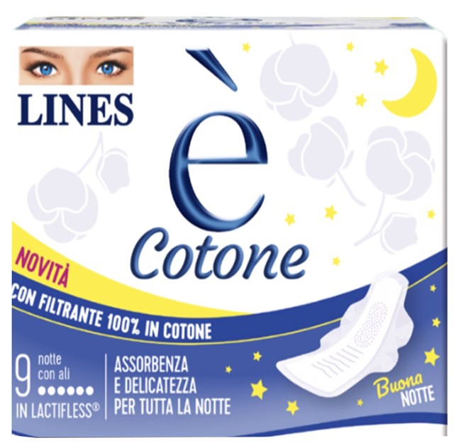 Fater Lines E' Cotone Ali Assorbente Esterno Notte 9 Pezzi