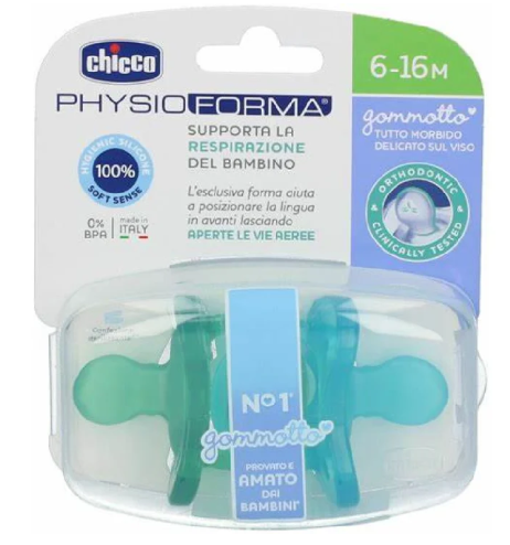 Chicco Gommotto Silicone Azzurro 6-16 Mesi 2 Pezzi