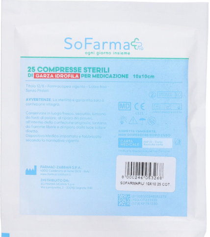 Garza In Cotone Sofarmapiu' 10x10 Cm 25 Pezzi