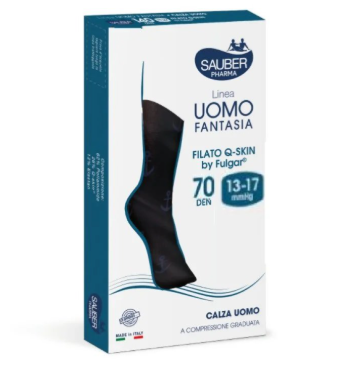 Calza Uomo Fantasia 70 Righe Micro Blu Tg.S-M Sauber