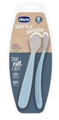 Chicco Cucchiaio In Silicone Doppio Azzurro 6m+