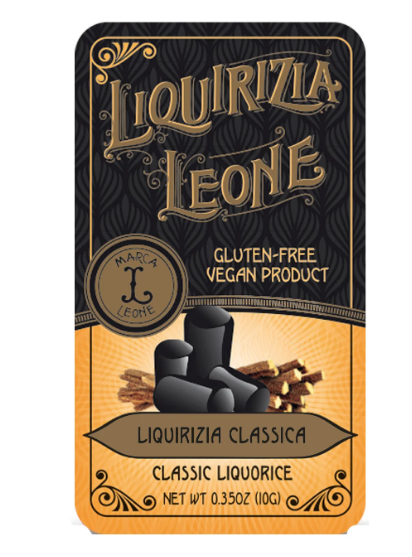 Leone tronchetti di liquirizia lattina 10 grammi