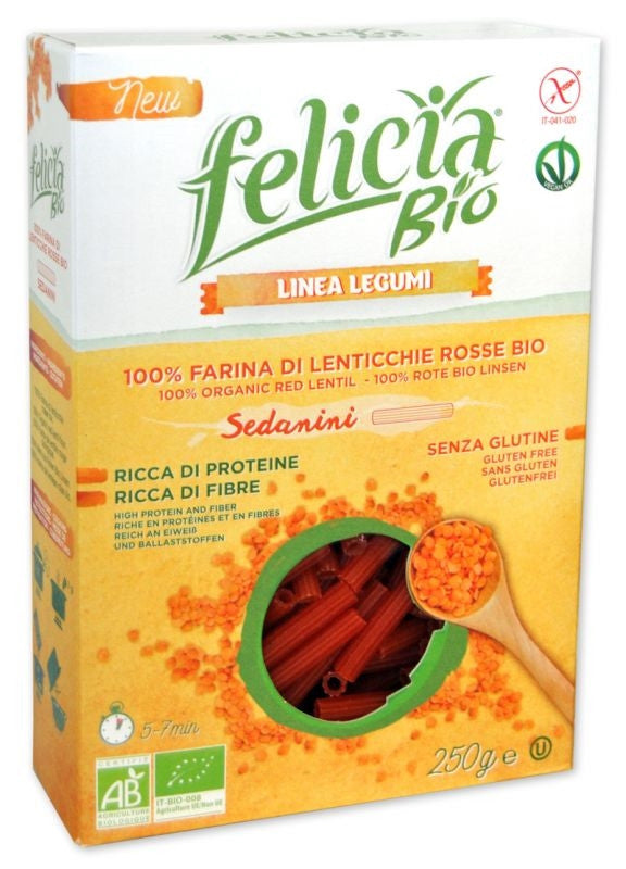 Felicia Bio Sedanini Con Lenticchie Rosse Senza Glutine 250g