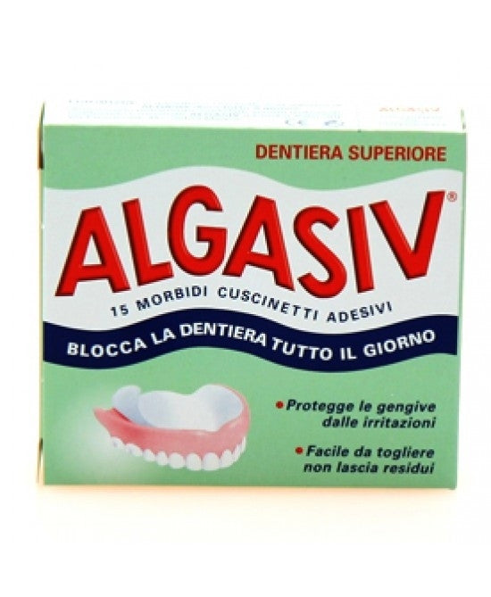 Algasiv Adesivo Protesi Superiore 15 Cuscinetti 10 Pezzi