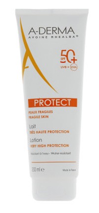 Aderma protect latte protezione solare pelli delicate 50+ 250 ml