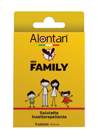Alontan neo family salviette 12 pezzi con icaridina al 10%