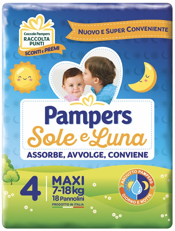 Pampers sole e luna maxi pannolino per bambino 18 pezzi