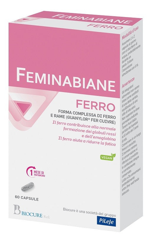 Biocure Feminabiane ferro 60 capsule per carenze nutrizionali di ferro