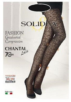 Solidea Chantal collant in pizzo compressione 70 lace champagne 4-l