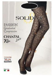 Solidea Chantal collant in pizzo compressione 70 lace nero 1-s