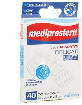 Corman Medipresteril Cerotti Delicati Assortiti 4 Formati 40 Pezzi