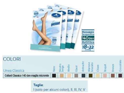 Sauber Collant a compressione graduata,  140 Denari Maglia Microrete, colore Neutro Beige, taglia 3