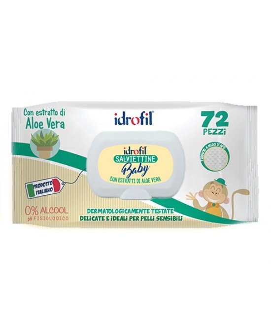 Idrofil Salviettine baby aloe per bambini 72 pezzi