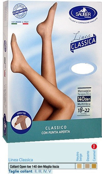 Sauber Collant Open Toe Maglia Liscia 140 Den Colore Neutro Beige 3