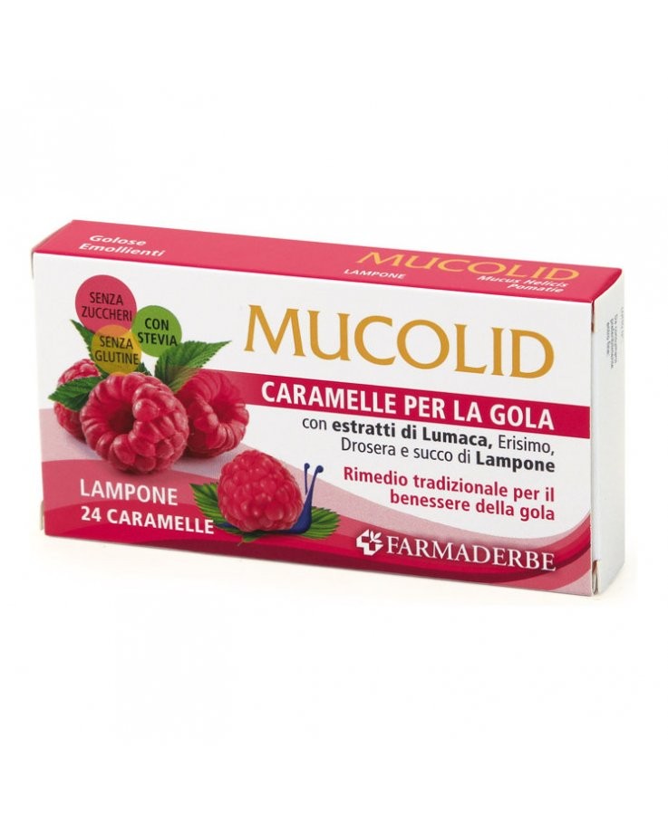 Farmaderbe Mucolid Lumaca e Lampone 24 caramelle per la gola