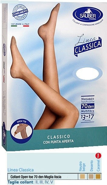 Sauber Collant Open Toe Maglia Liscia 70 Den Neutro Beige 5
