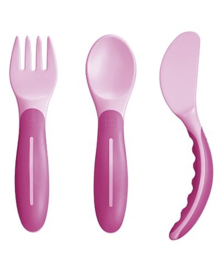 Mam Baby's Cutlery Set Posate Rosa per Bimba